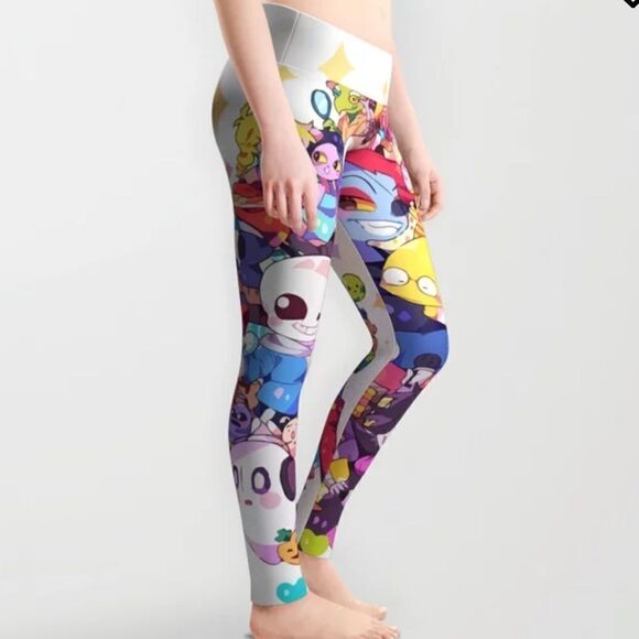 Society 6 Undertake heart leggings white with printed characters size Medium - Picture 3 of 10
